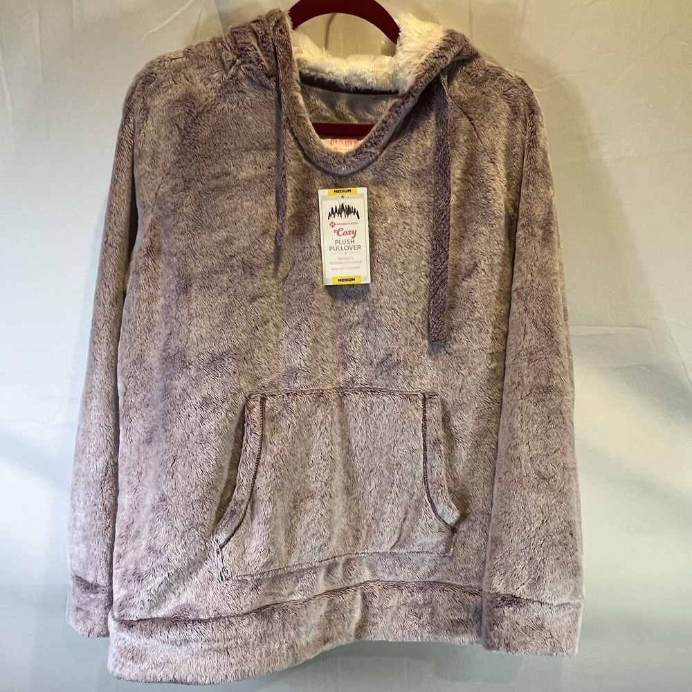 NWT Member's Mark Women's Size Medium Pink Cozy Plush Pullover Hoodie M Fuzzy